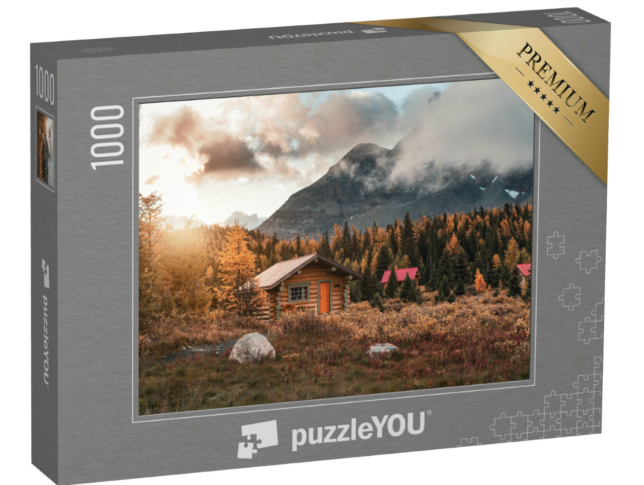 Puzzle de 1000 pièces « Cabanes en bois dans la forêt du parc provincial Assiniboine, Canada »