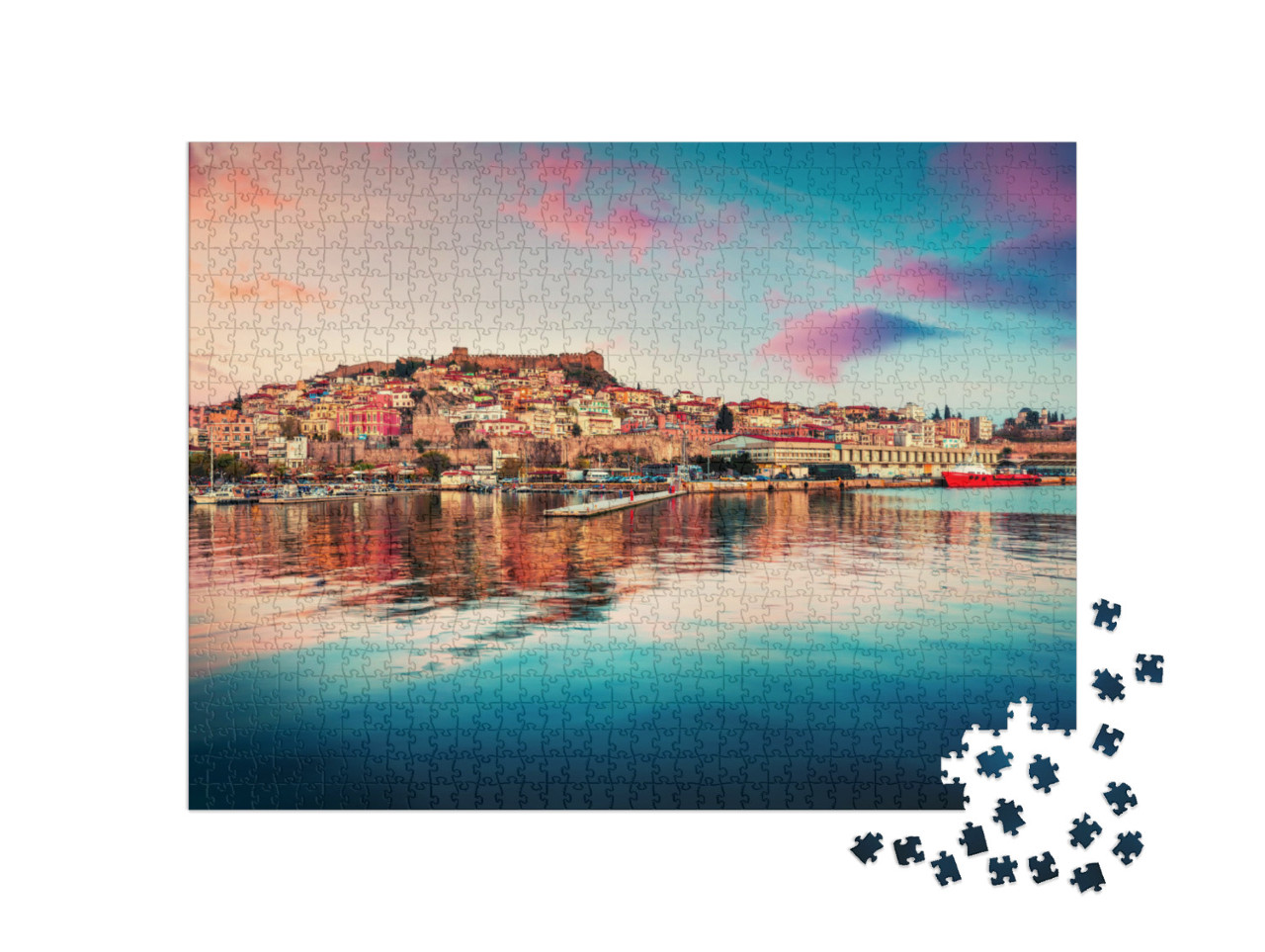 Puzzle de 1000 pièces « Paysage de mer printanier sur la mer Égée, Kavala »