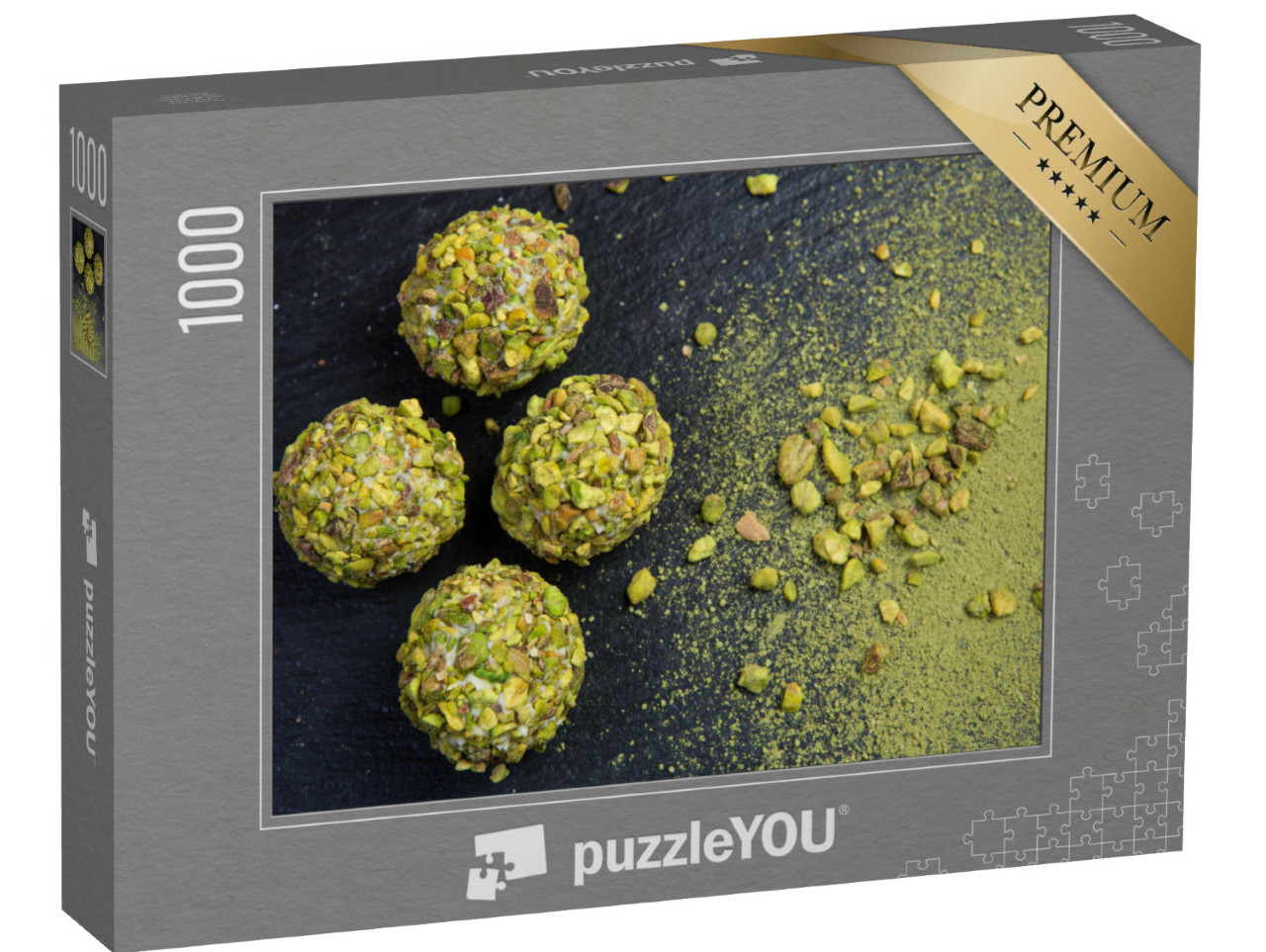Puzzle de 1000 pièces « Pralines au chocolat sucrées, enrobées de pistaches »
