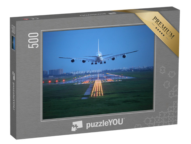 Puzzle de 500 pièces « Avion de ligne en phase d'atterrissage à destination »