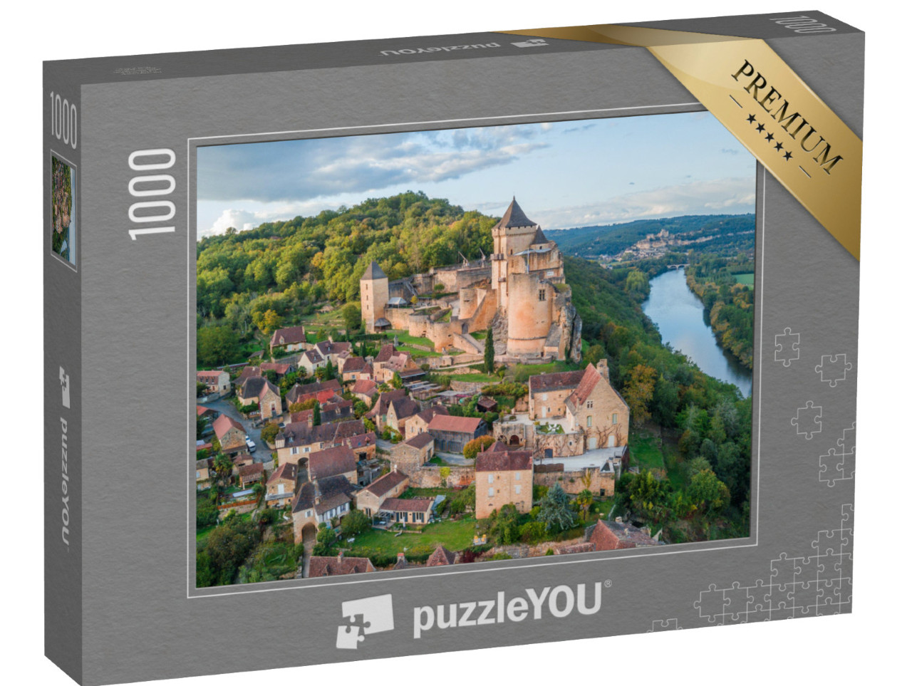 Puzzle de 1000 pièces « Vue aérienne de la ville de Castelnaud la Chapelle, France »
