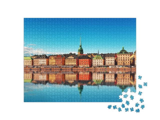 Puzzle de 1000 pièces « Panorama estival scénique de la vieille ville Gamla Stan, Stockholm, Suède »