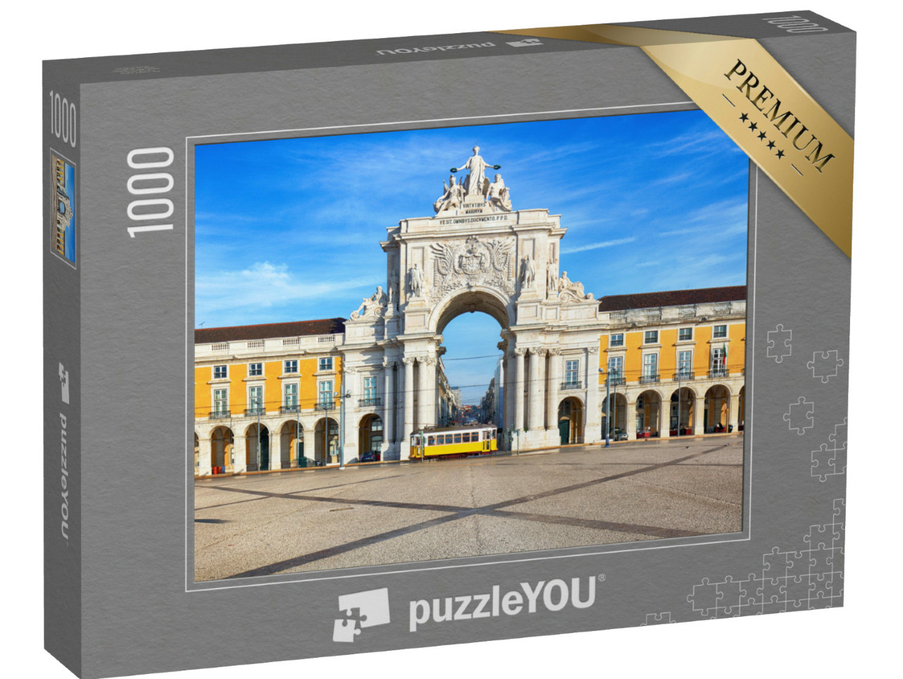 Puzzle de 1000 pièces « Praca do Comercio avec tramway jaune, Lisbonne, Portugal »