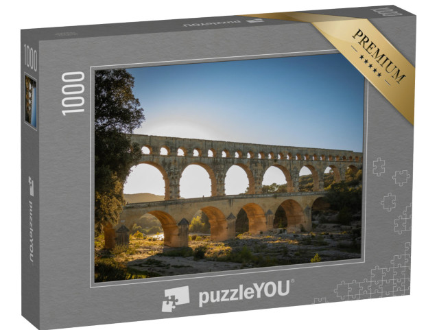 Puzzle de 1000 pièces « Coucher de soleil sur le Pont du Gard »