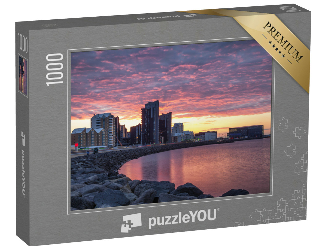 Puzzle de 1000 pièces « Coucher de soleil sur Reykjavik »