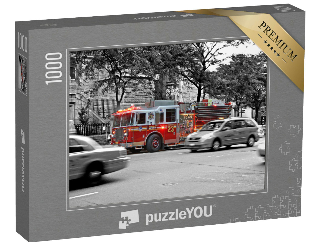 Puzzle de 1000 pièces « Camion des pompiers de New York en action »