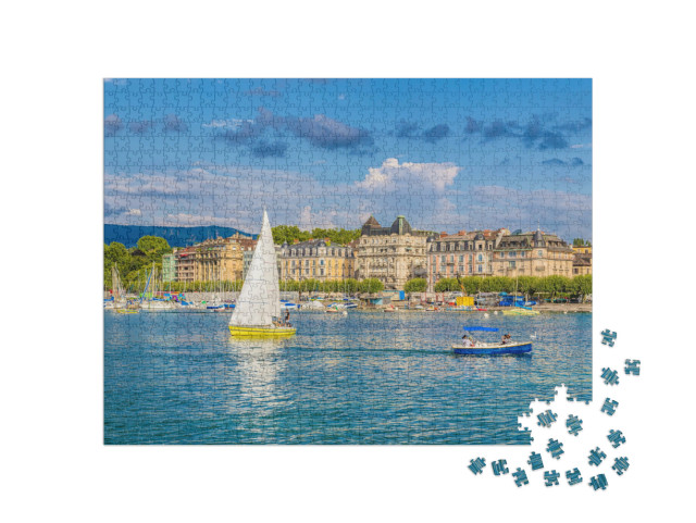 Puzzle de 1000 pièces « Centre historique de la ville de Genève et du lac Léman, Suisse »