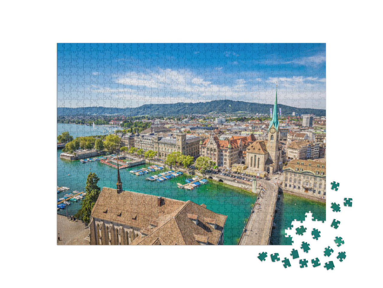 Puzzle de 1000 pièces « Zurich et sa célèbre église Fraumünster »
