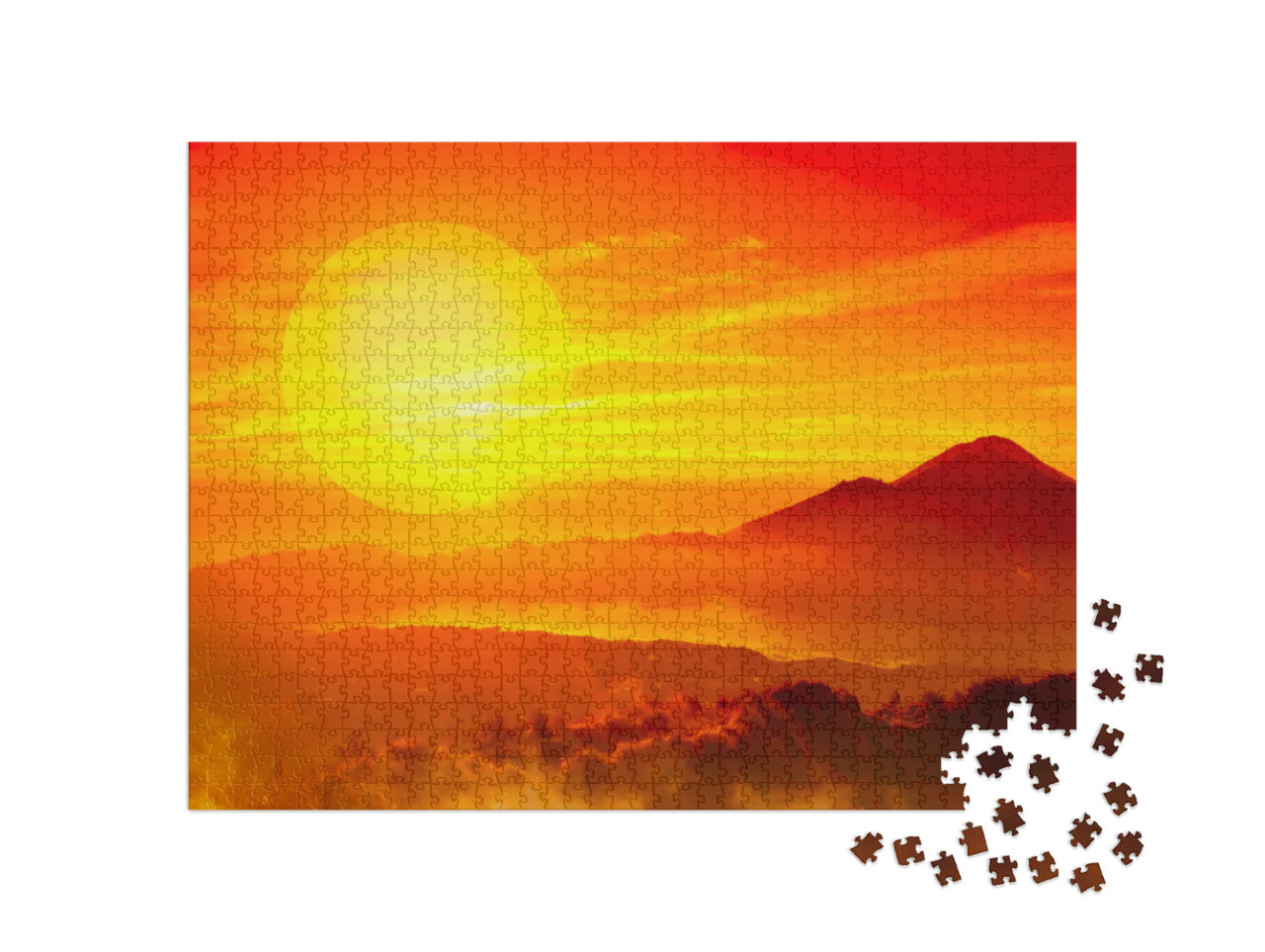 Puzzle de 1000 pièces « Savane africaine dans un coucher de soleil rougeoyant »