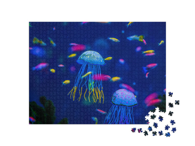 Puzzle de 1000 pièces « Aquarium avec méduses, poissons et algues »