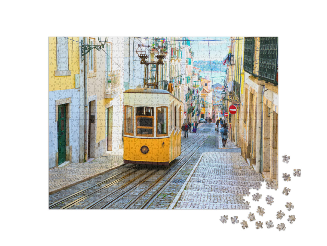 Puzzle de 1000 pièces « Tramway sur une colline dans la ville de Lisbonne, Portugal »