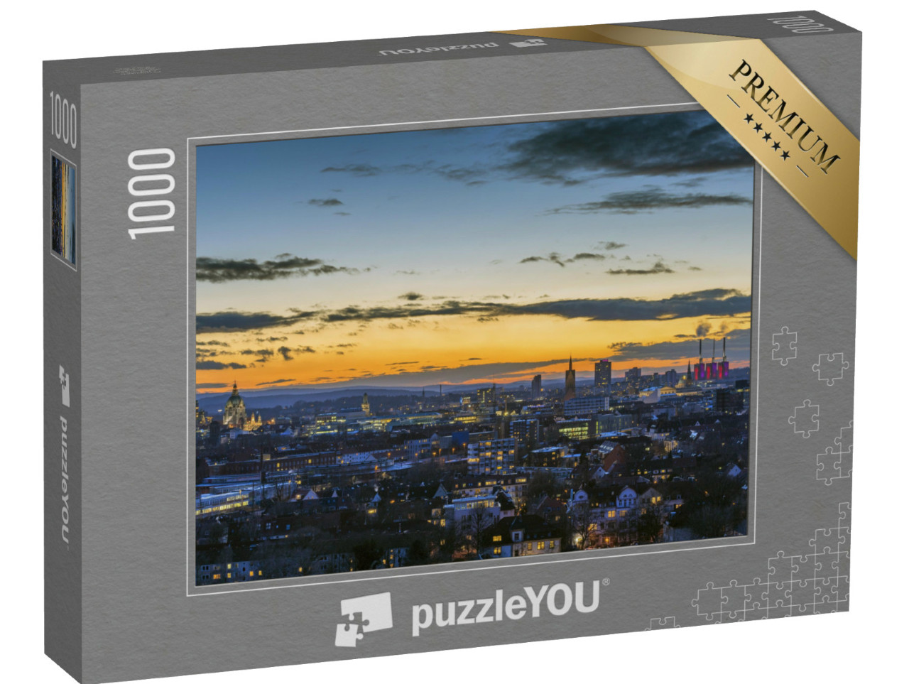 Puzzle de 1000 pièces « Vue aérienne de Hanovre le soir »