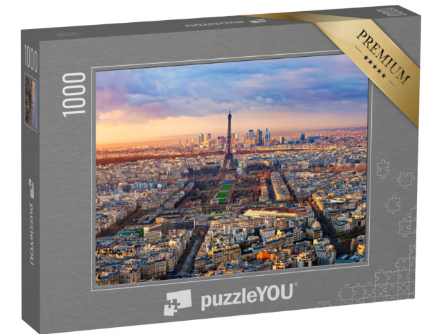 Puzzle de 1000 pièces « Vue aérienne de Paris au coucher du soleil »