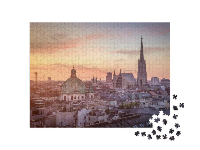 Puzzle de 1000 pièces « Skyline de Vienne avec la cathédrale Saint-Étienne, Autriche »