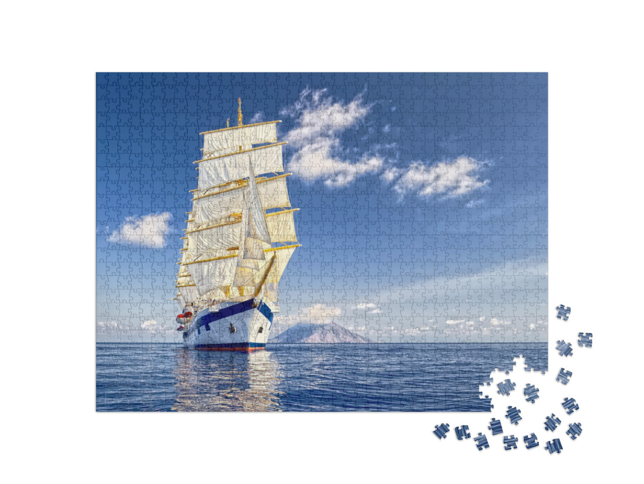 Puzzle de 1000 pièces « Voilier aux voiles blanches sous un ciel d'un bleu éclatant »