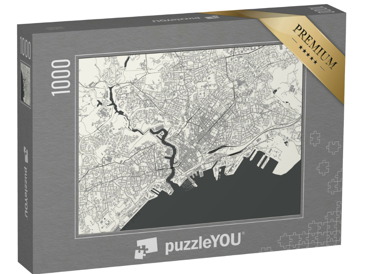 Puzzle de 1000 pièces « Carte vectorielle de la ville de Brest, Finistère, Bretagne, France »