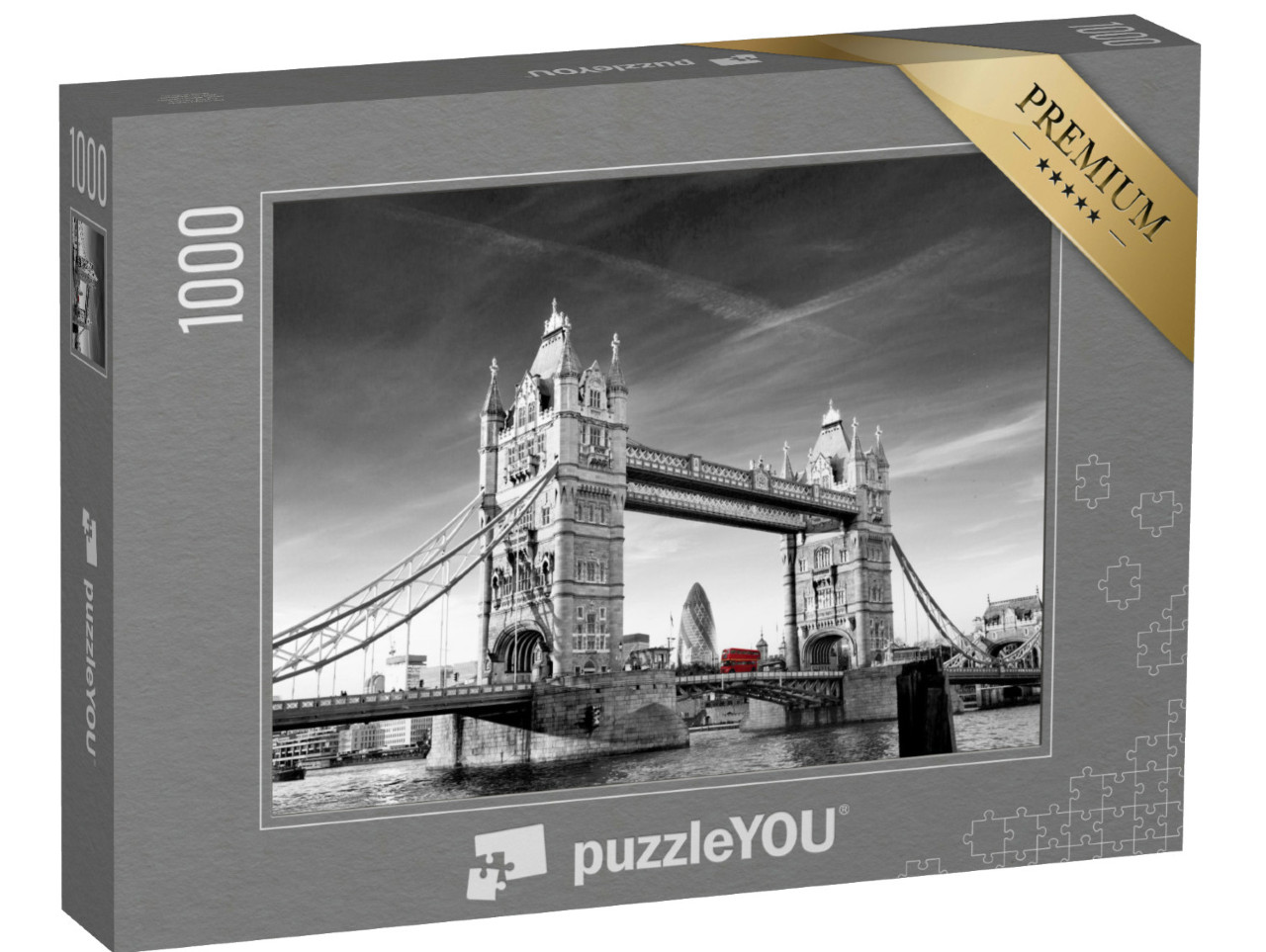 Puzzle de 1000 pièces « Tower Bridge à Londres avec Gherkin et Routmaster-Bus »