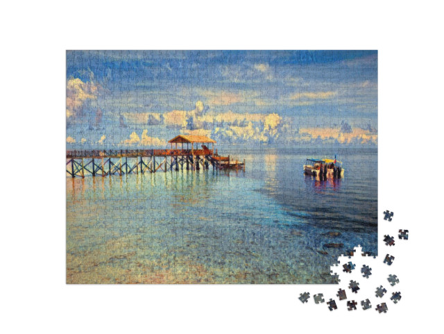 Puzzle de 1000 pièces « dans le style de Paul-Cezanne - Pulau Sipadan Island à Sabah - Collection de puzzles Artistes & Peintures »