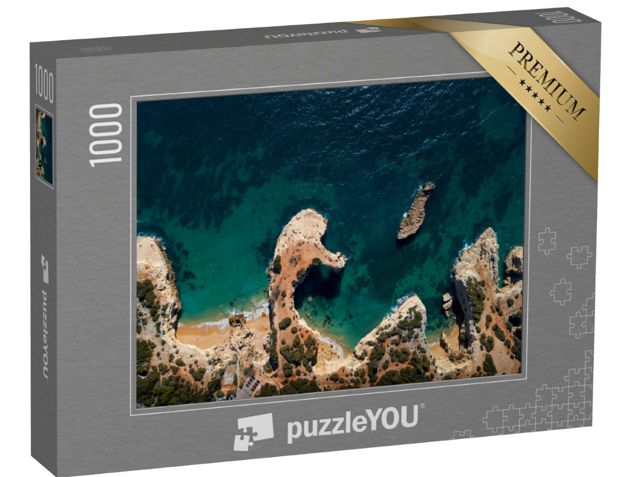 Puzzle de 1000 pièces « Plage d'Albandeira vue d'en haut, Algarve, Portugal »