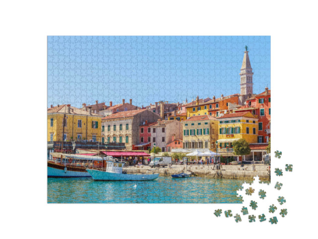 Puzzle de 1000 pièces « Rovinj coloré avec port, Istrie, Croatie »