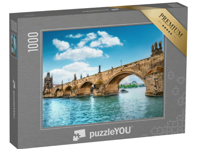 Puzzle de 1000 pièces « Pont Charles, Prague, au-dessus des eaux bleues de la Vltava »