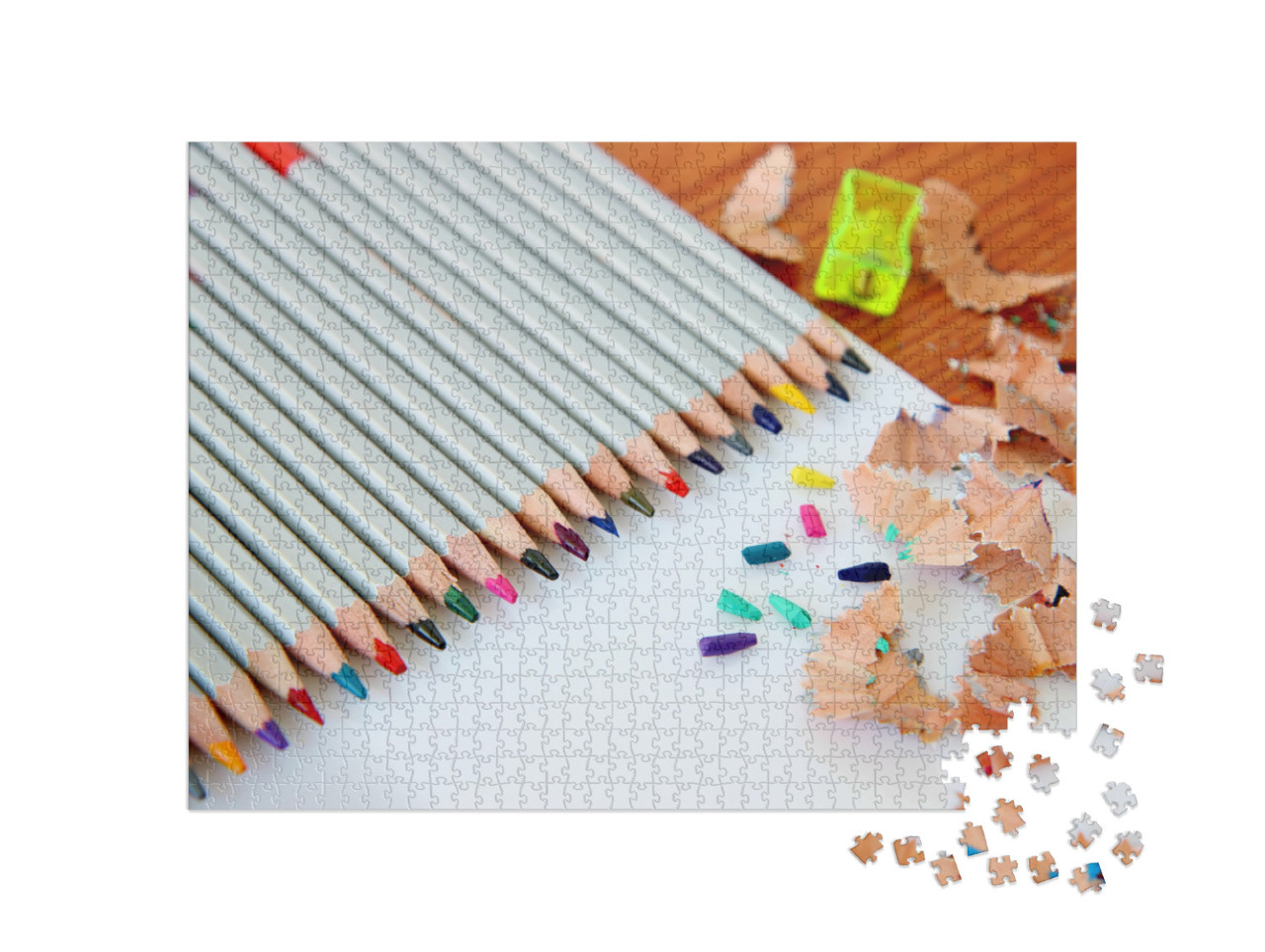 Puzzle de 1000 pièces « Crayons de couleur sur fond blanc »