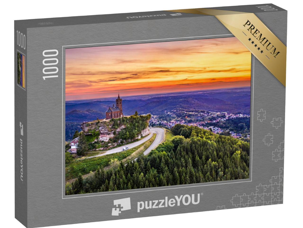 Puzzle de 1000 pièces « Chapelle Saint-Léonard sur le rocher du Dabo dans les Vosges - Moselle, France »