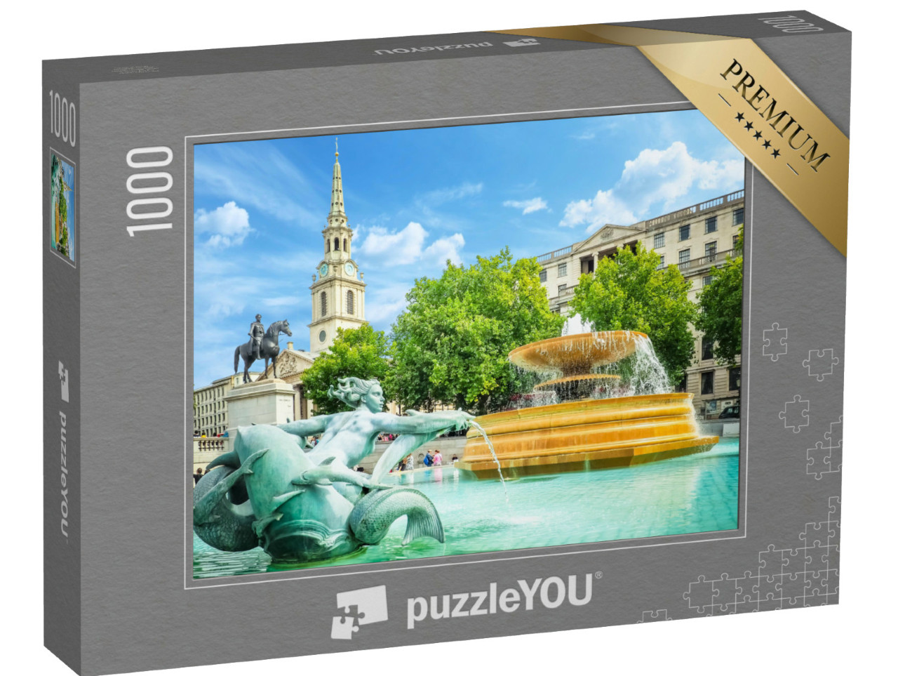 Puzzle de 1000 pièces « Fontaine de Trafalgar Square par une lumineuse journée d'été »