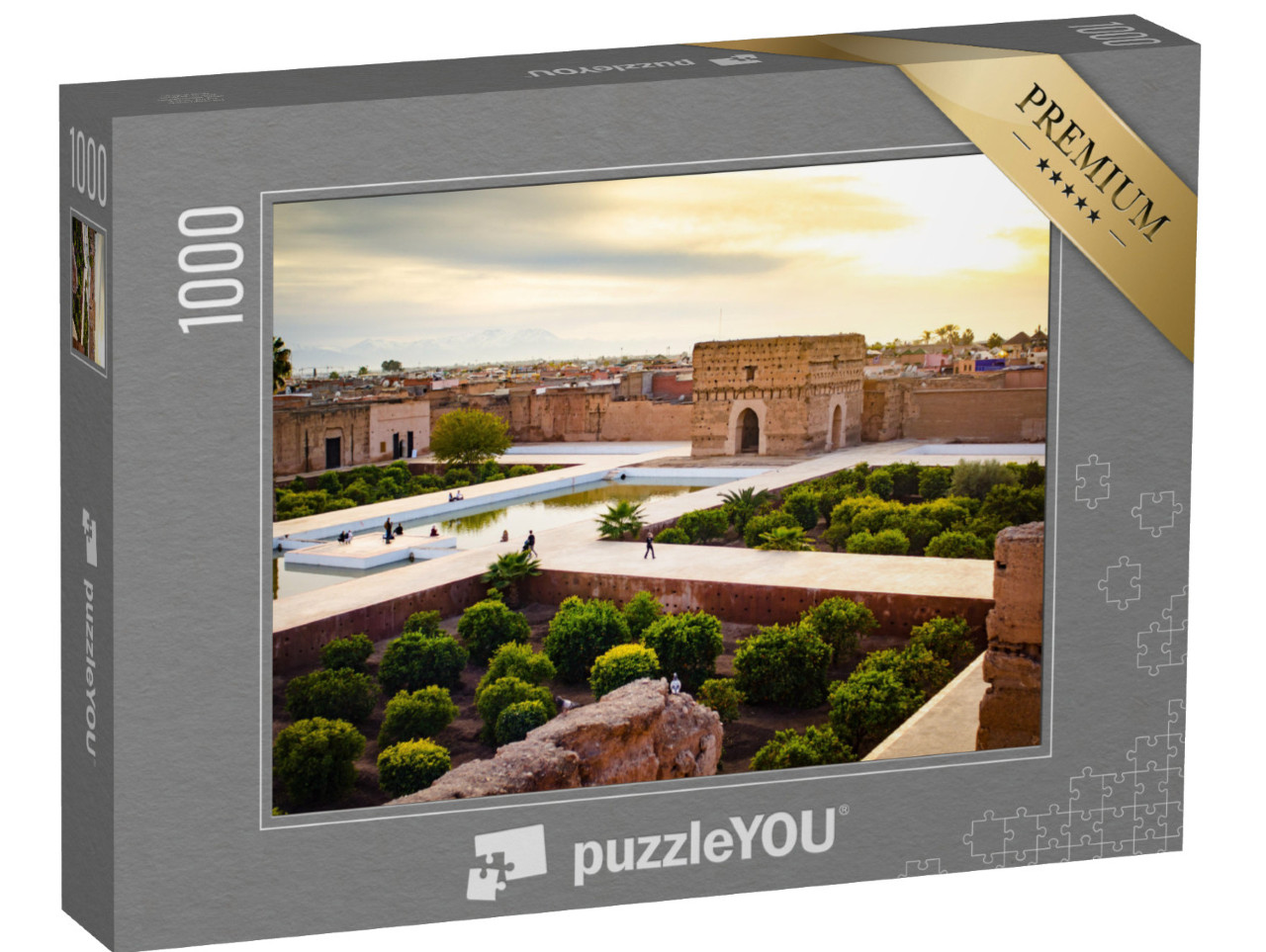 Puzzle de 1000 pièces « Coucher de soleil à El Badi, paysage près de Marrakech, Maroc »