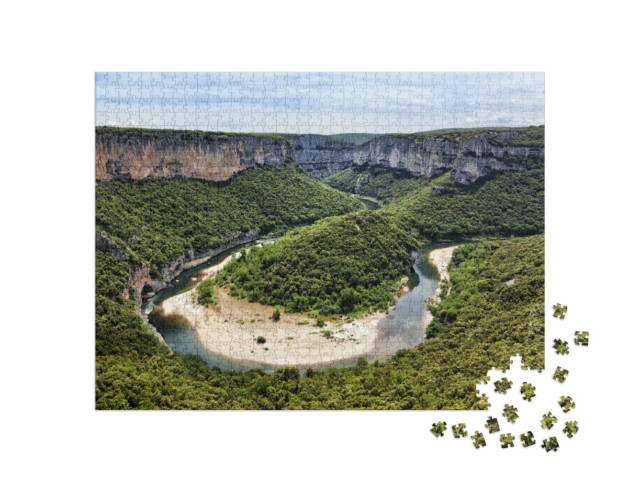 Puzzle de 1000 pièces « Virage de la rivière Ardèche à Vallon-Pont d'arc »