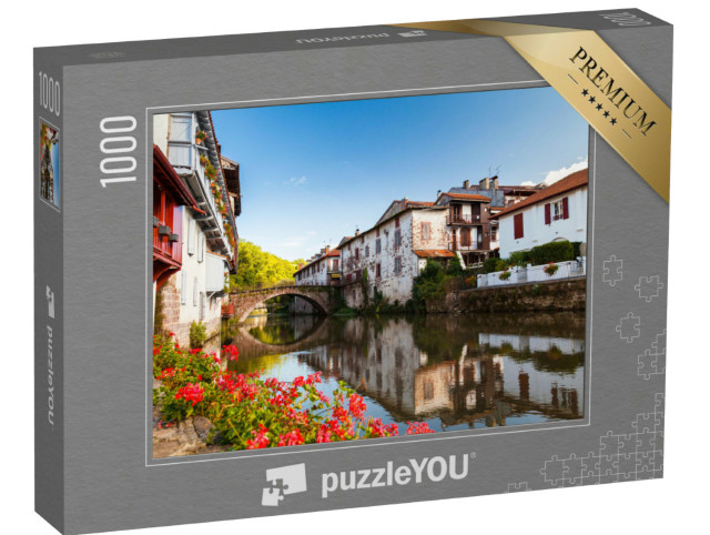 Puzzle de 1000 pièces « Pont sur la Nive à Saint Jean Pied de Port, Pays basque, France »