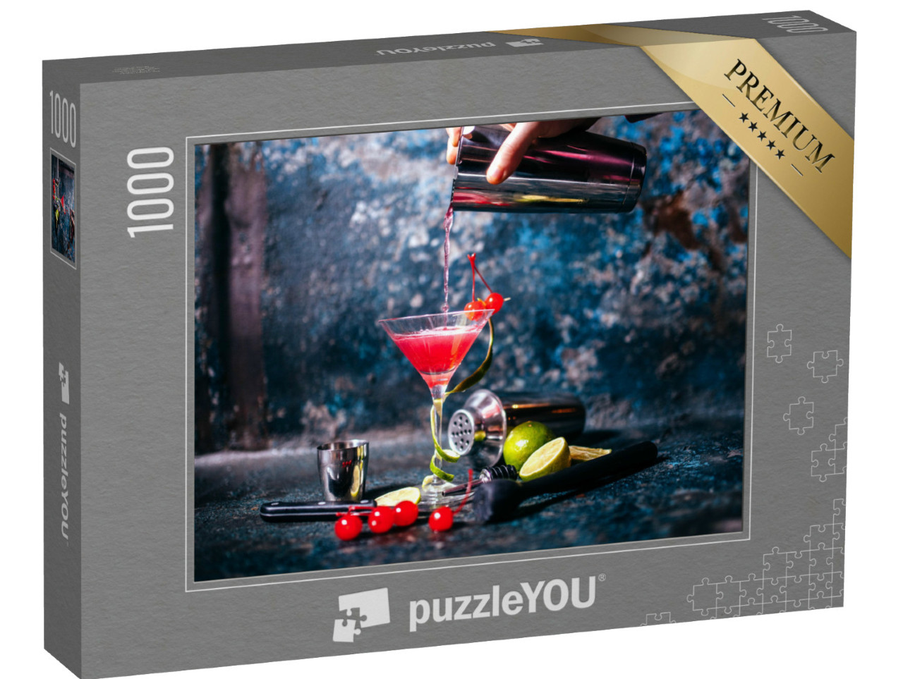 Puzzle de 1000 pièces « Barman préparant un cocktail rouge dans un cours sur la martinique »