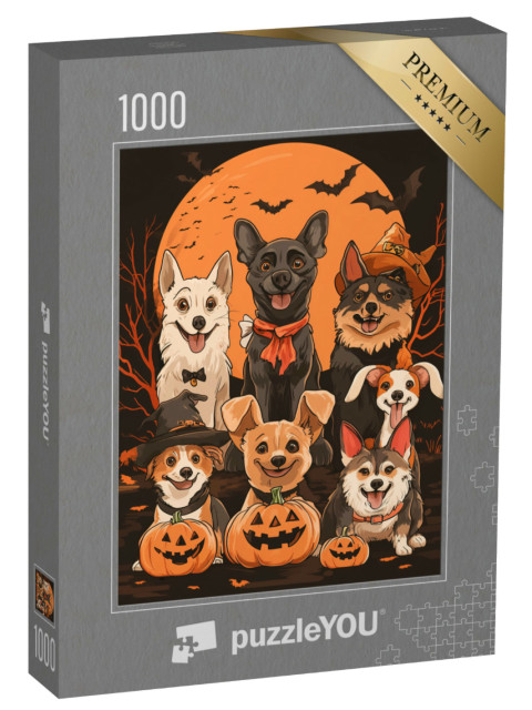 Puzzle de 1000 pièces « Amis des chiens à Halloween »