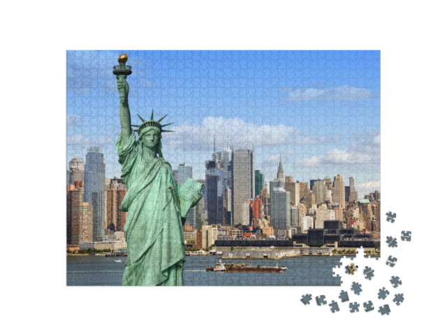 Puzzle de 1000 pièces « La Statue de la Liberté avec l'Hudson River, New York City »