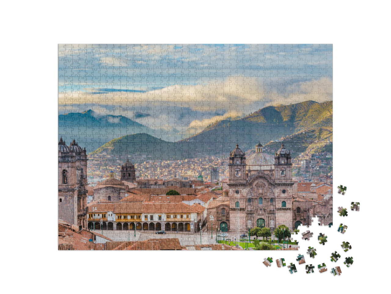 Puzzle de 1000 pièces « Soleil matinal sur la Plaza de Armas, Cusco, ville »
