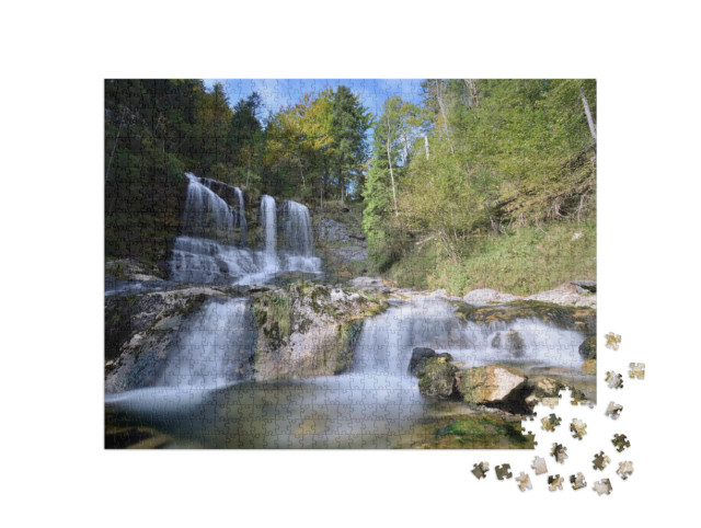 Puzzle de 1000 pièces « Chute d'eau du Weißbach près d'Inzell dans les Alpes bavaroises »