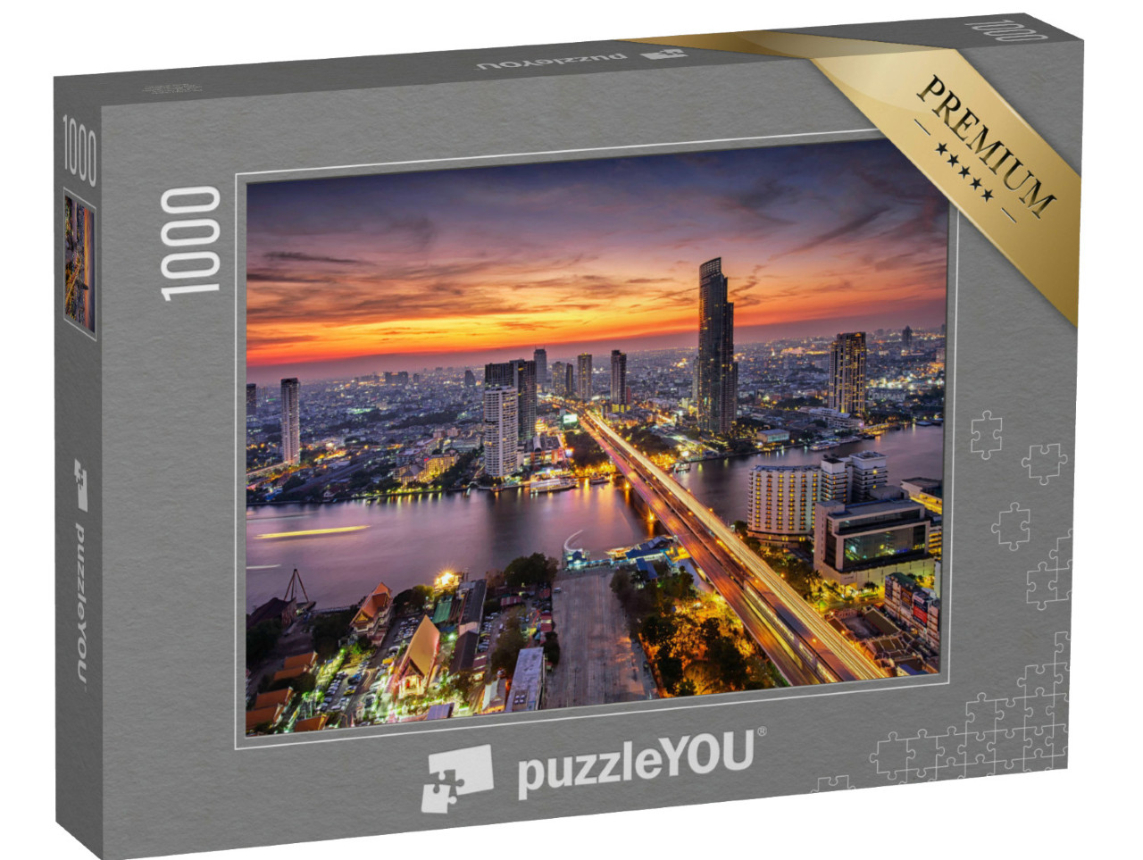 Puzzle de 1000 pièces « Bangkok au coucher du soleil sur le pont Taksin »