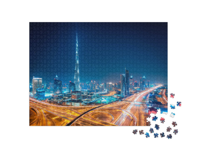 Puzzle de 1000 pièces « Dubaï de nuit, Émirats arabes unis »