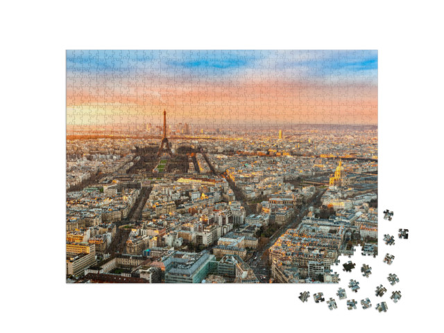 Puzzle de 1000 pièces « Vue grand angle de Paris au crépuscule, France »