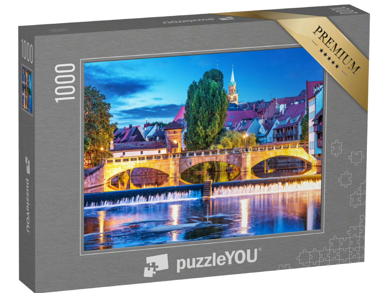 Puzzle de 1000 pièces « Nuit d'été dans la vieille ville de Nuremberg, Allemagne »
