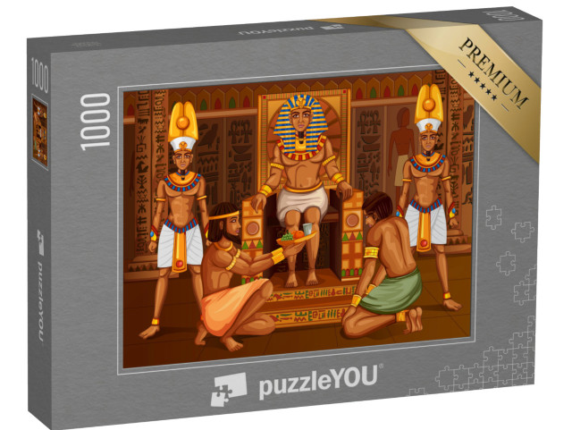 Puzzle de 1000 pièces « Conception vectorielle : Pharaon égyptien et sa suite »