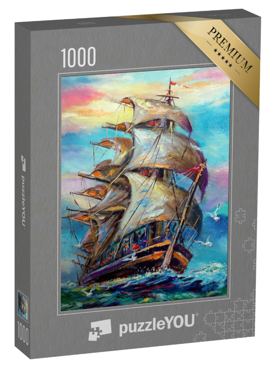 Puzzle de 1000 pièces « Peinture à l'huile : voilier au vent »