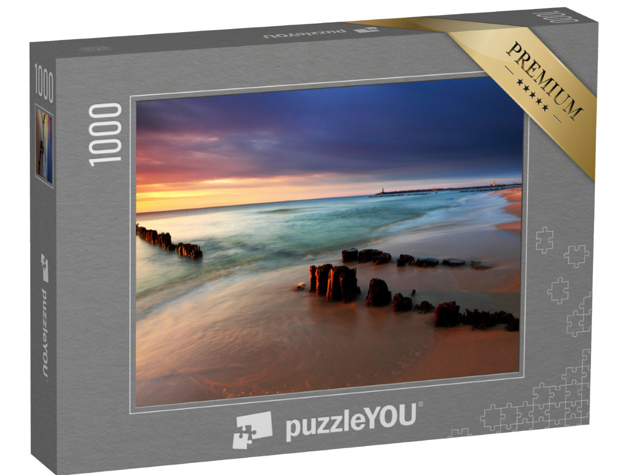 Puzzle de 1000 pièces « Lever de soleil sur la mer Baltique, Pologne »