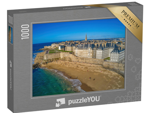 Puzzle de 1000 pièces « Vue aérienne de la ville de vacances de Saint Malo, France »