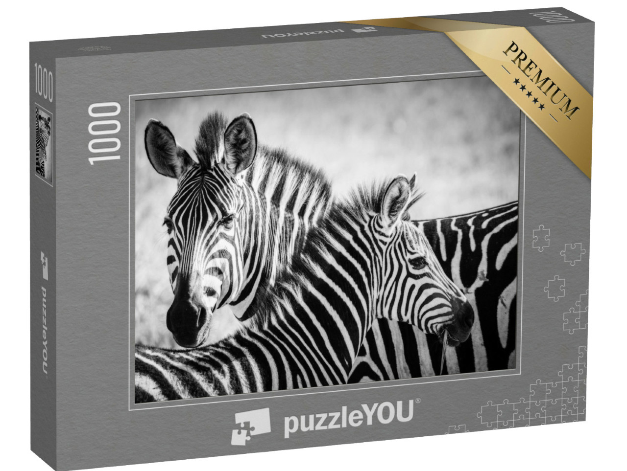 Puzzle de 1000 pièces « Une mère zèbre et son petit dans le parc national du Serengeti »