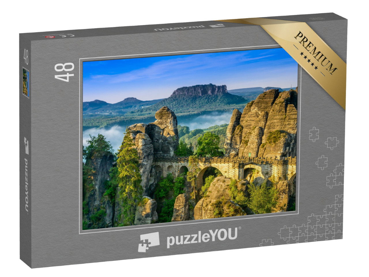 Puzzle de 48 pièces « Lever de soleil sur le Bastei en Suisse saxonne, Allemagne »