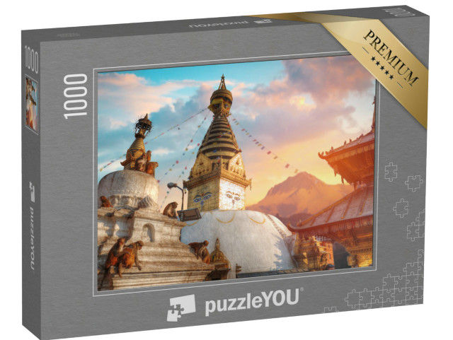 Puzzle de 1000 pièces « Affentempel Swayambhunath, Katmandou, Népal »