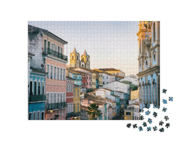 Puzzle de 1000 pièces « Crépuscule sur une place du Pelourinho, à Salvador, Brésil »