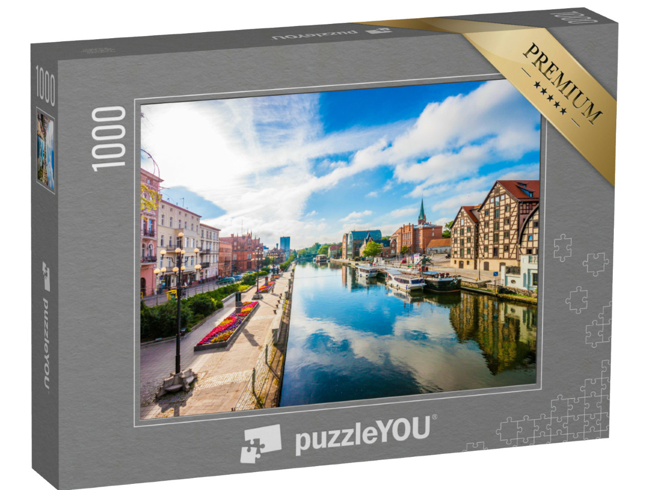 Puzzle de 1000 pièces « Vieille ville et grenier à blé sur la rivière Brda, Bydgoszcz, Pologne »