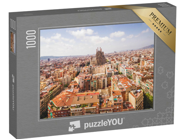 Puzzle de 1000 pièces « Cathédrale Sagrada Familia et paysage urbain de Barcelone »